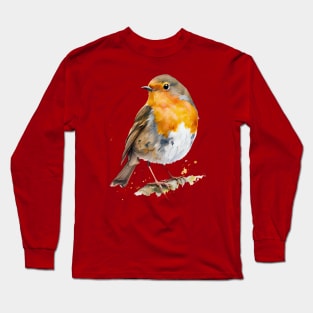 Robin Bird Watercolor 5.0 T-Shirt Long Sleeve T-Shirt